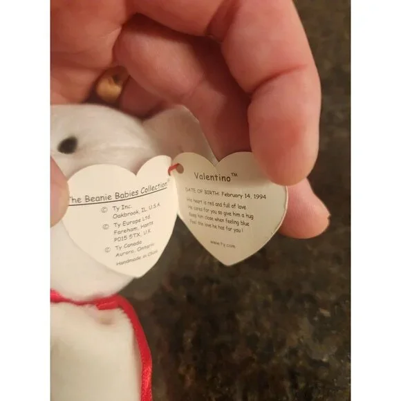 Ty Beanie Babies Valentino & Valentina Bears w/ Tags – '94 & '98 Brown Nose - Picture 11 of 13